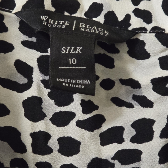 White House Black Market Animal Print Silk Button Up Blouse - Picture 3 of 3